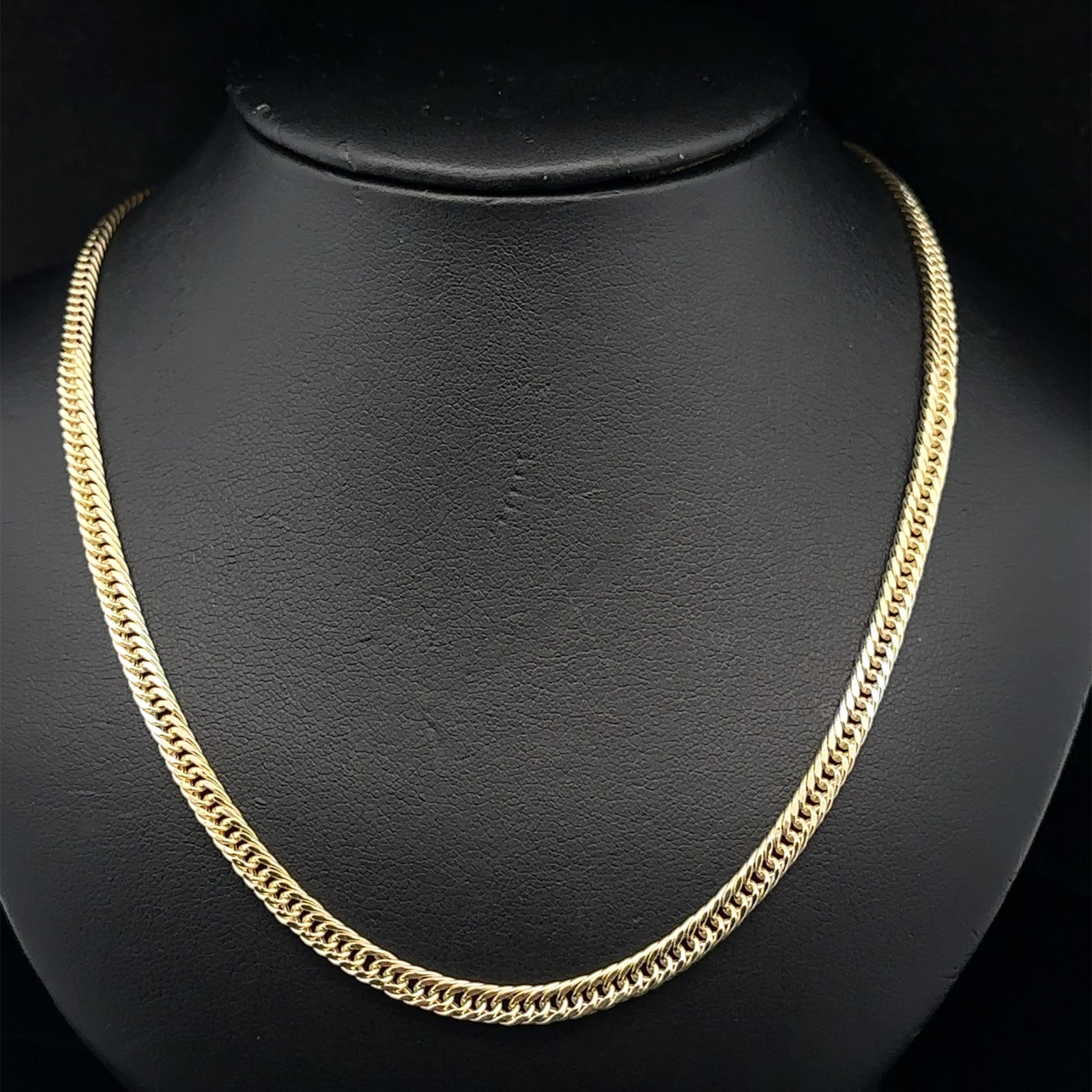New Italian Classic 14k Yellow Gold 18″ Flat Double Curb Link Chain Necklace