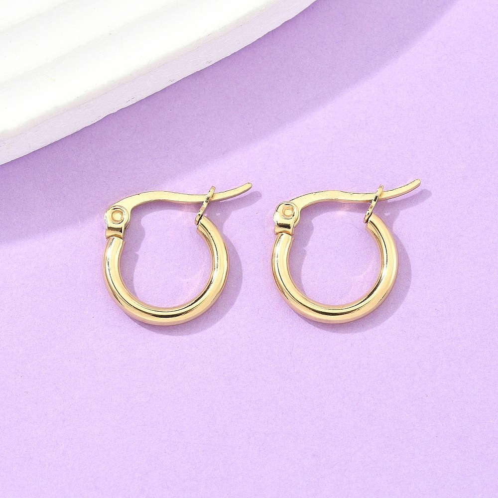 6 Pairs Golden Stainless Steel Hoop Earrings Hypoallergenic Ring Earring Blank