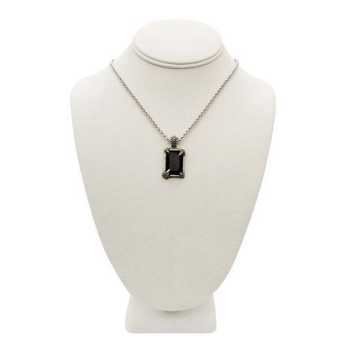 Dragon Claw Pendant Necklace with Black Faceted Glass stainless Steel Necklace