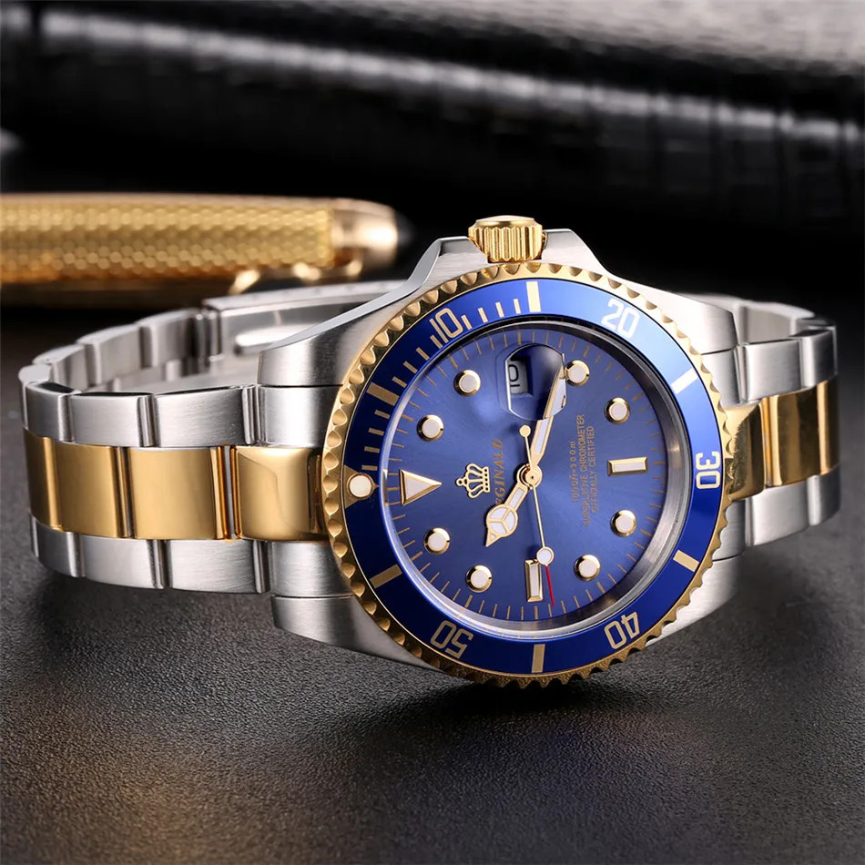 Men’s Sport Watch Rotatable Bezel GMT Sapphire Date Stainless Steel reloj hombre