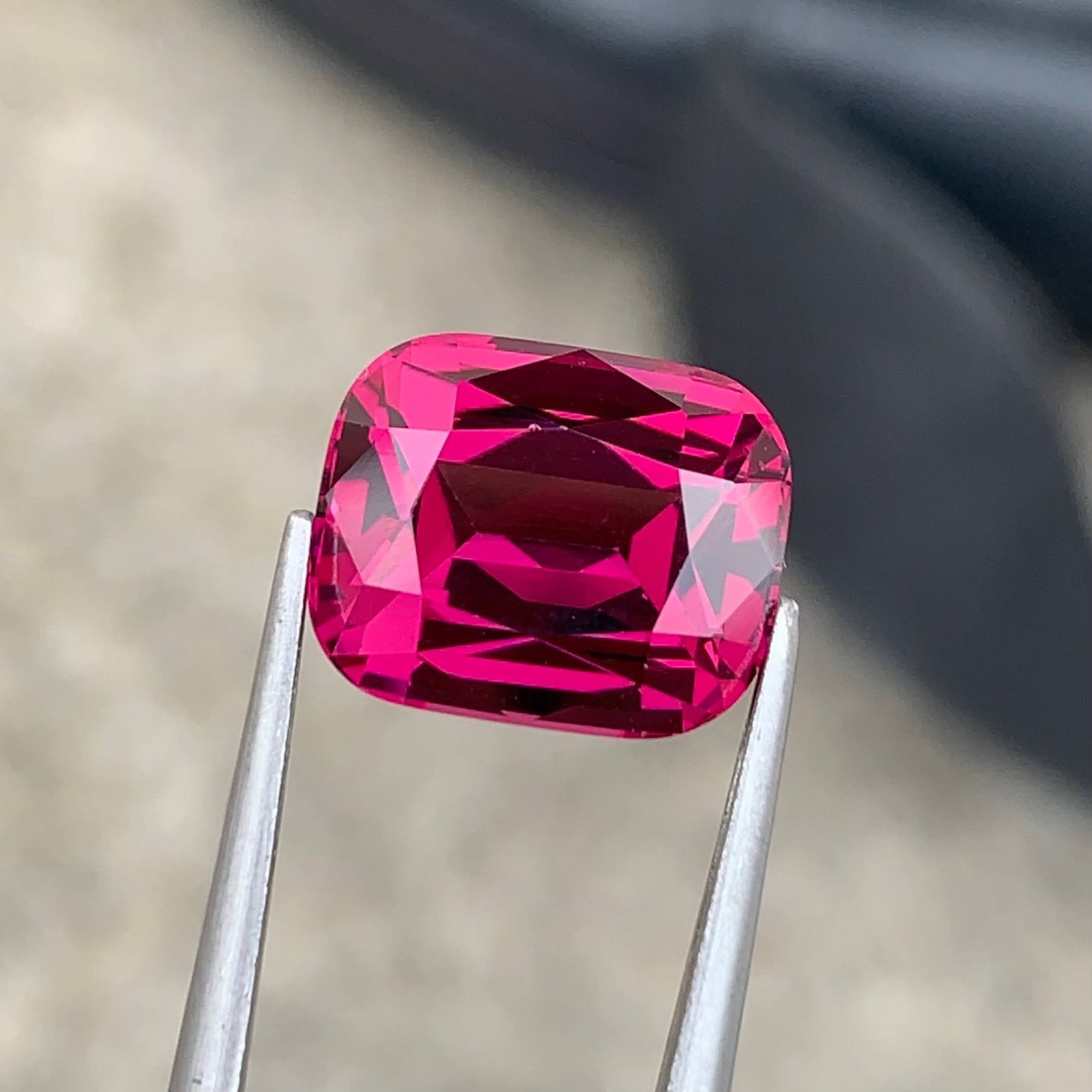 6.18 Carats Natural Bright Rose Pink Garnet Cushion Cut From Tanzania