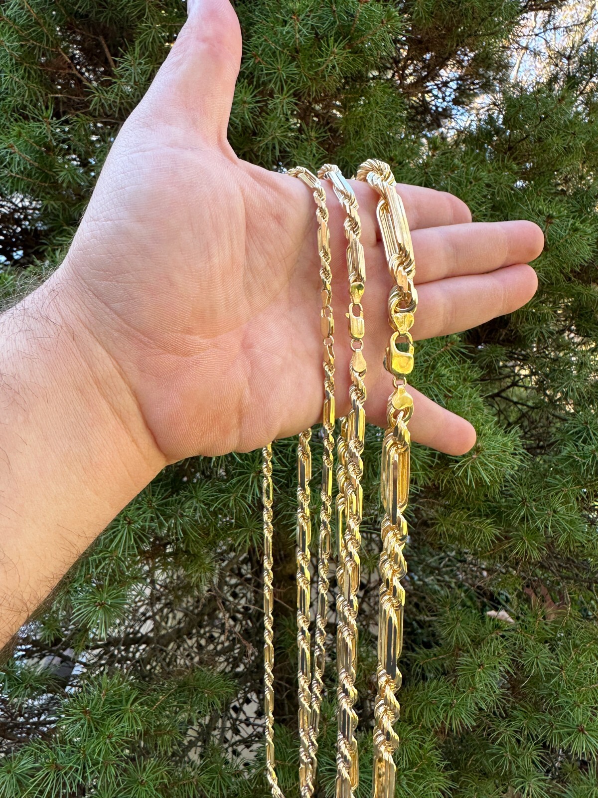 FigaRope Milano Chain Real Solid 14K Gold Plated 925 Silver Necklace Bracelet