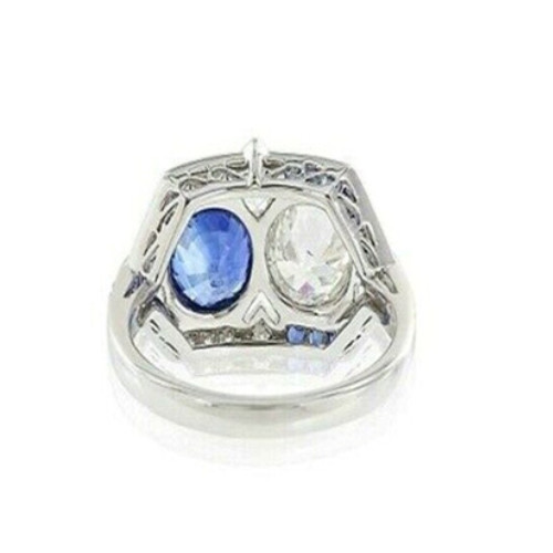 Round OEC Cut Lab creation & Sapphire Engagement Ring, Round Bezel Set Halo