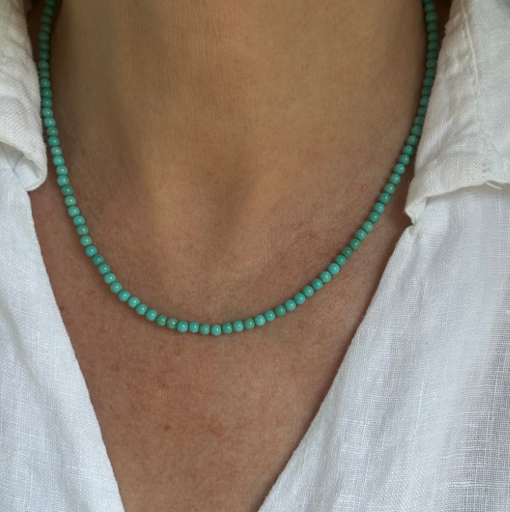 Handmade 3mm Turquoise Choker Bead Necklace Healing Reiki Energy Gift For Women