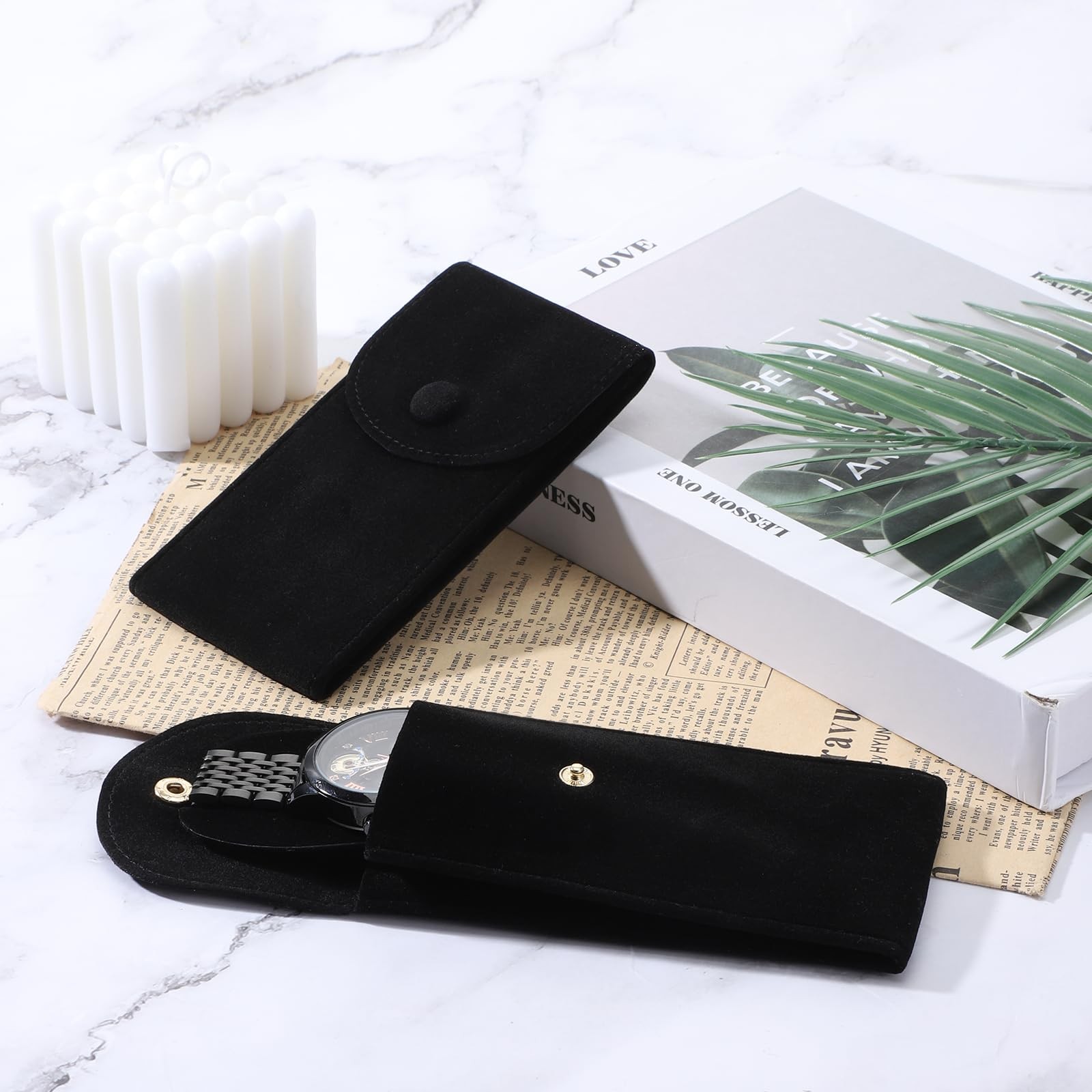 2 Pcs Velvet Watch Pouch Portable Flannelette Watch Storage Bag Single Travel Po