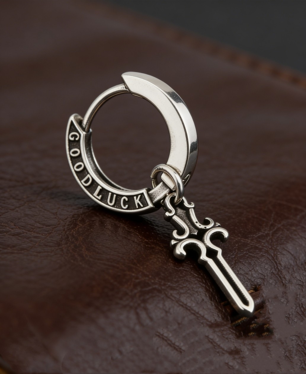 (1pc) Fashion Silver Plated Alloy 3D Good Luck Sword Alloy Men’s Dangle Earring