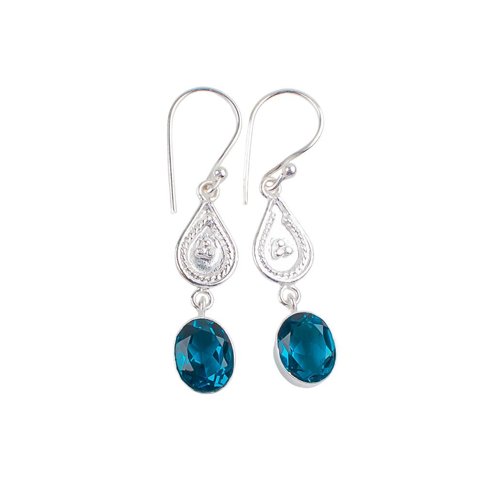Moroxite Gemstone 925 Stamped Silver Jewelry Hook Earring 1.70″ Anniversary Gift