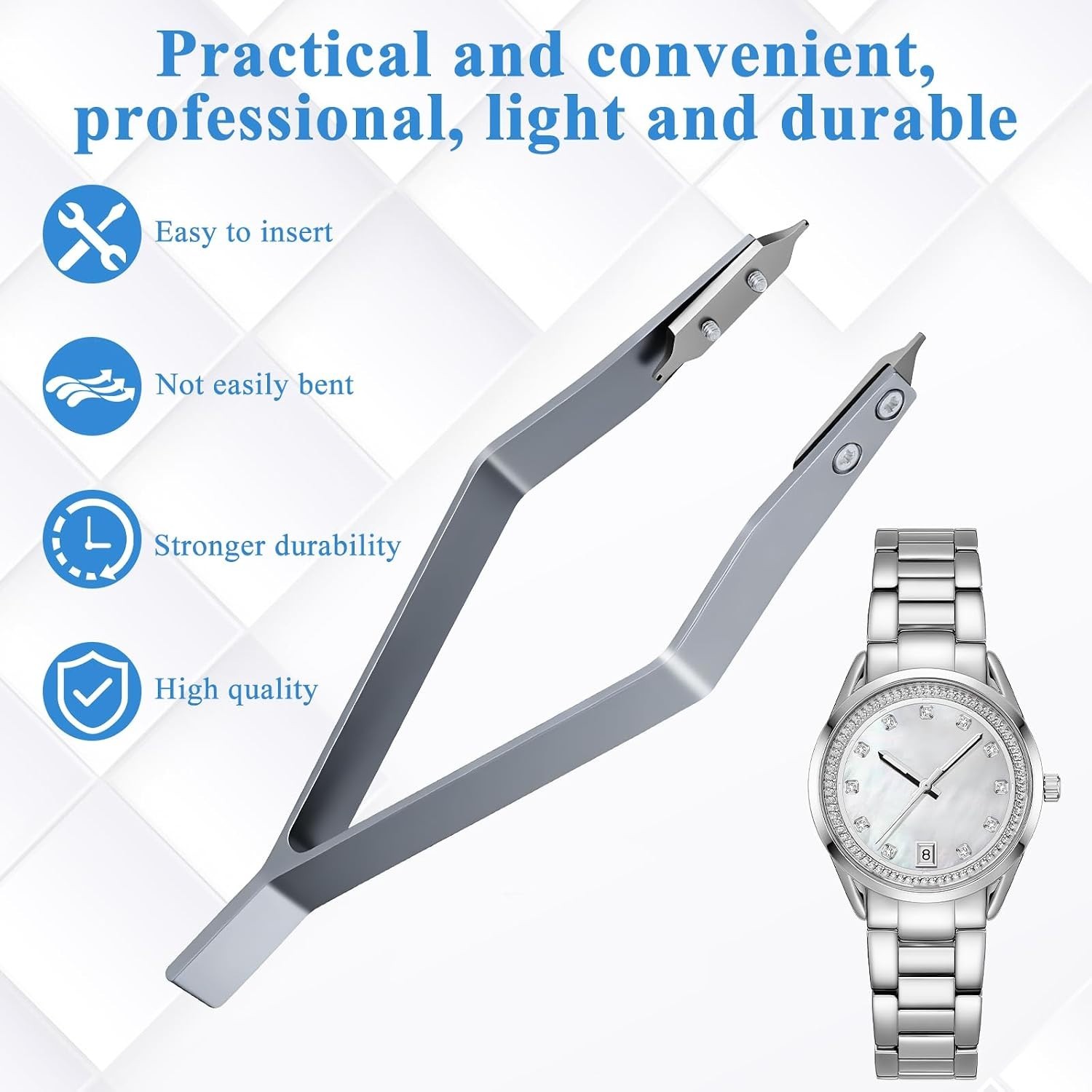 V-Shaped Stainless Steel Spring Bar Tweezers for Watch Repair – Ergonomic Design