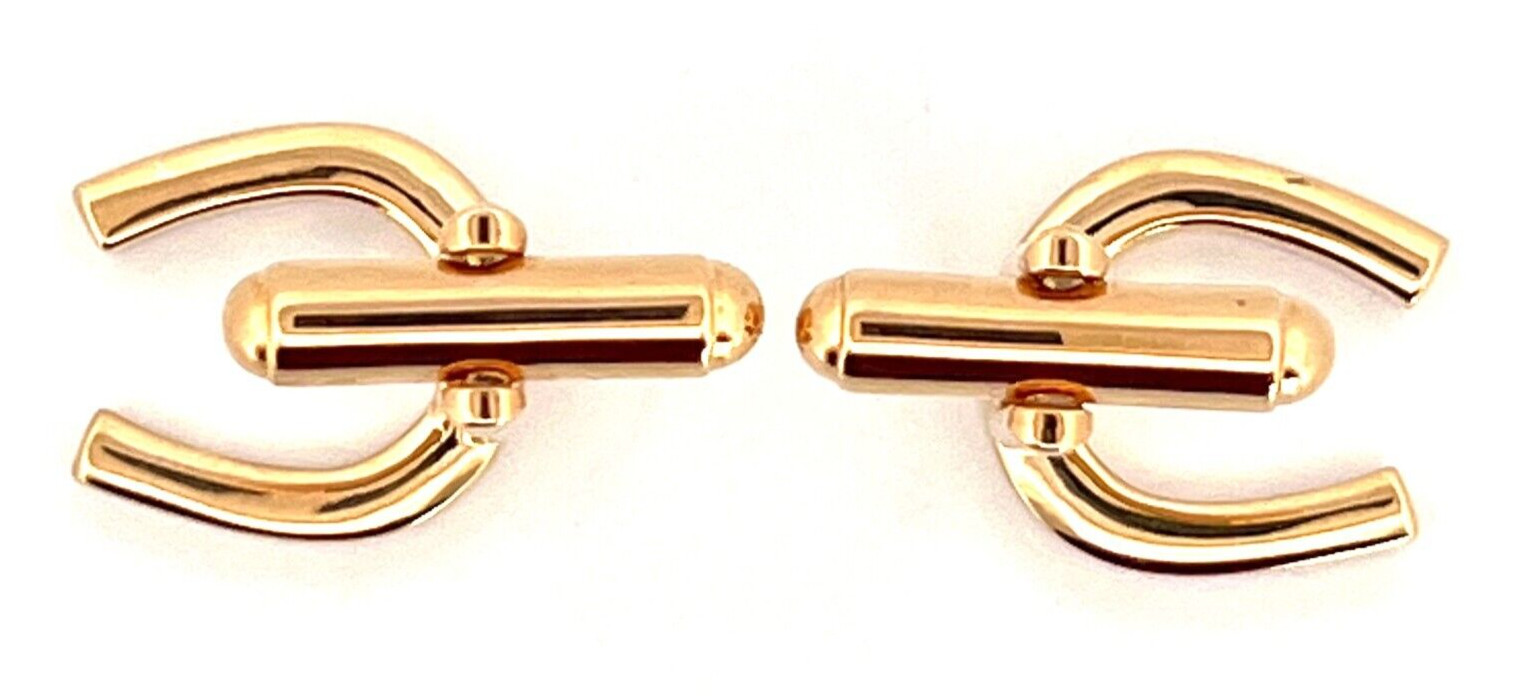 Lucky Horseshoe Cufflinks Gold Plated Metal Alloy Set With Czech Crystals