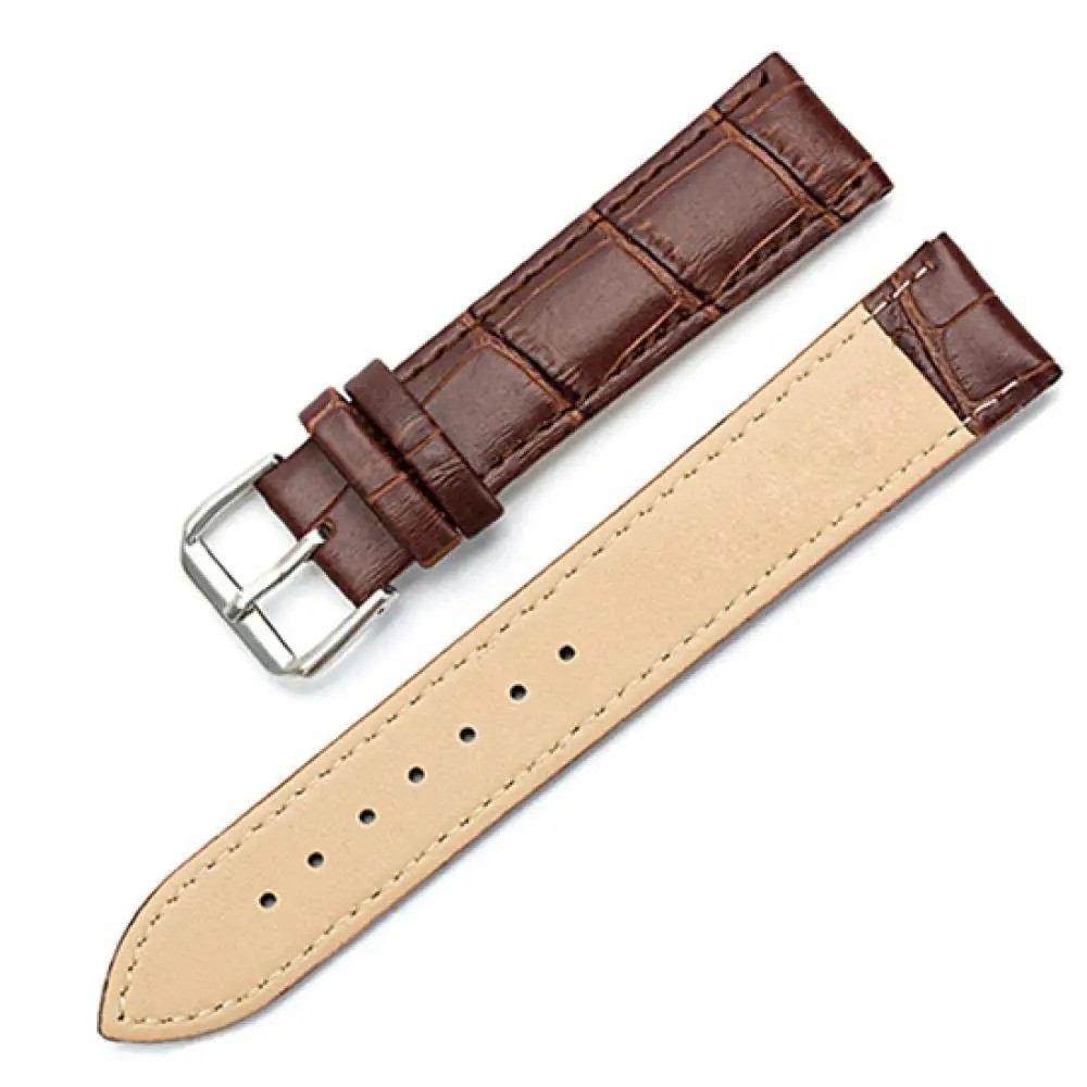 Leather Watchbands Women’s Genuine Leather Watchband Buckle Band Black Brown Whi