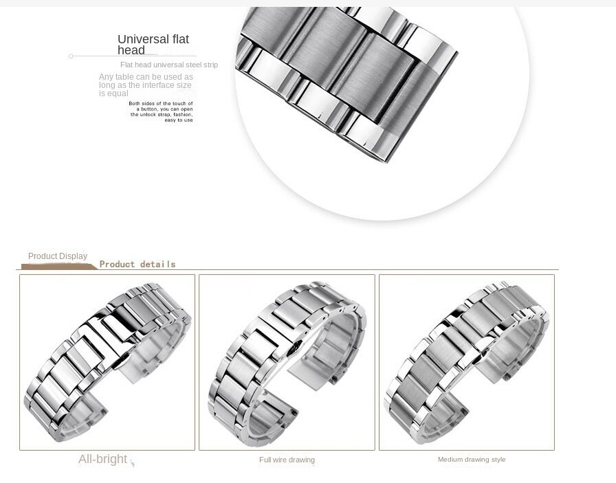 Thicked Stainless Steel Watch Strap Mens Solid Metal Band 18 20 21 22 23 24 26mm