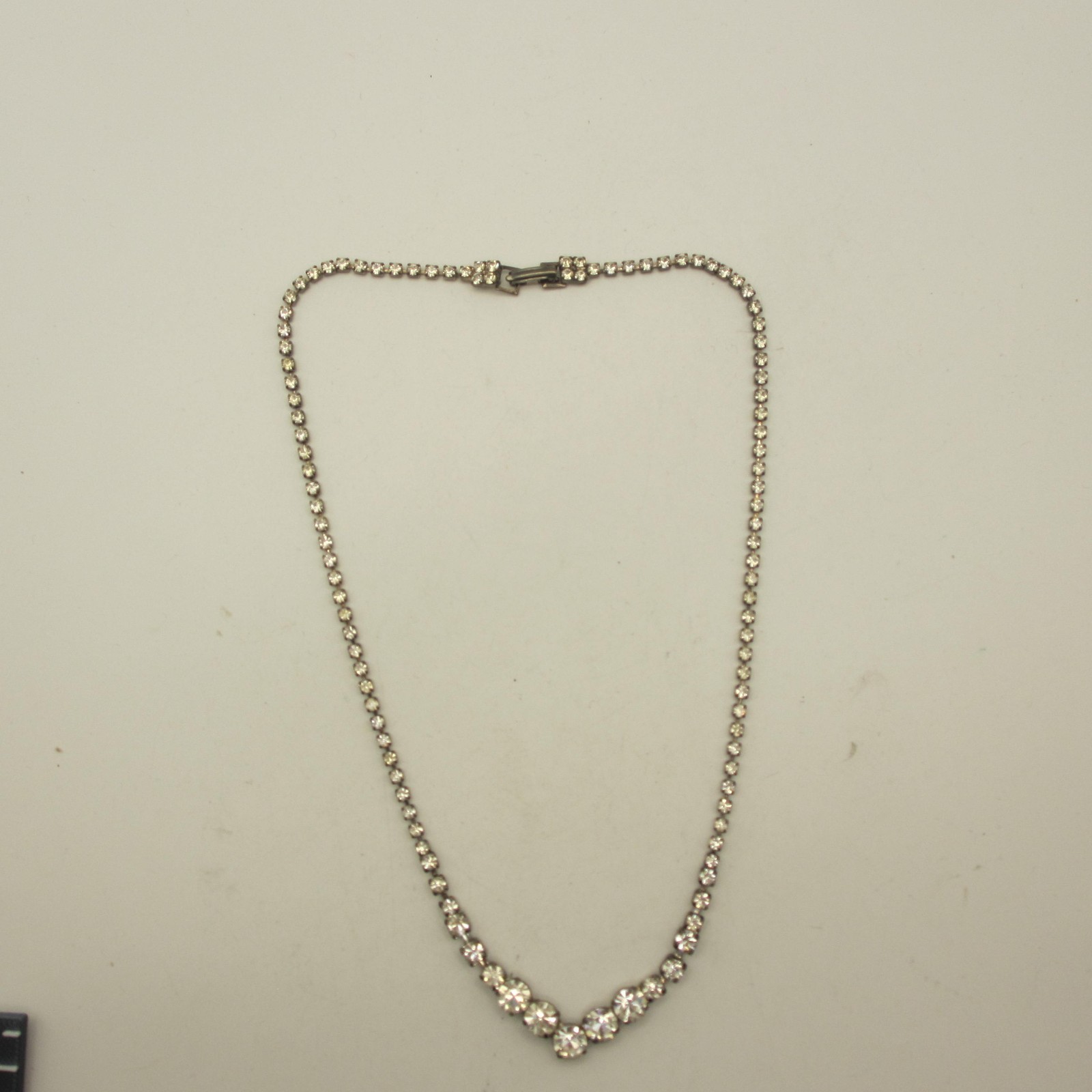 Vintage Rhinestone Necklace Prong Set Dainty Special Occasion 16 Inch