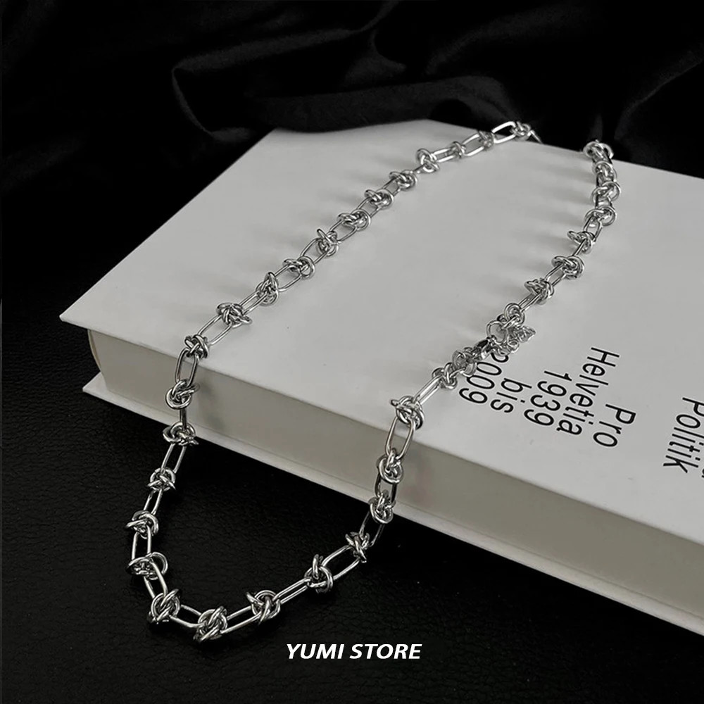 Hip Hop Knotted Titanium Steel Necklace For Man Woman Non Fading Clavicle Sweate