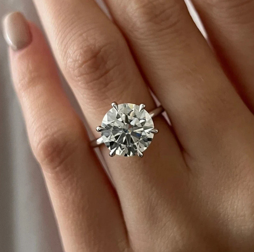 IGI 7Ct Round-Cut EF/VS1 Lab Grown Diamond Solitaire Wedding Ring Platinum 950