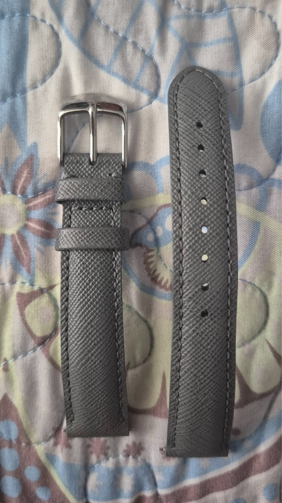 Genuine Michele Gray Leather Wristwatch Band 16mm, Pre-owned