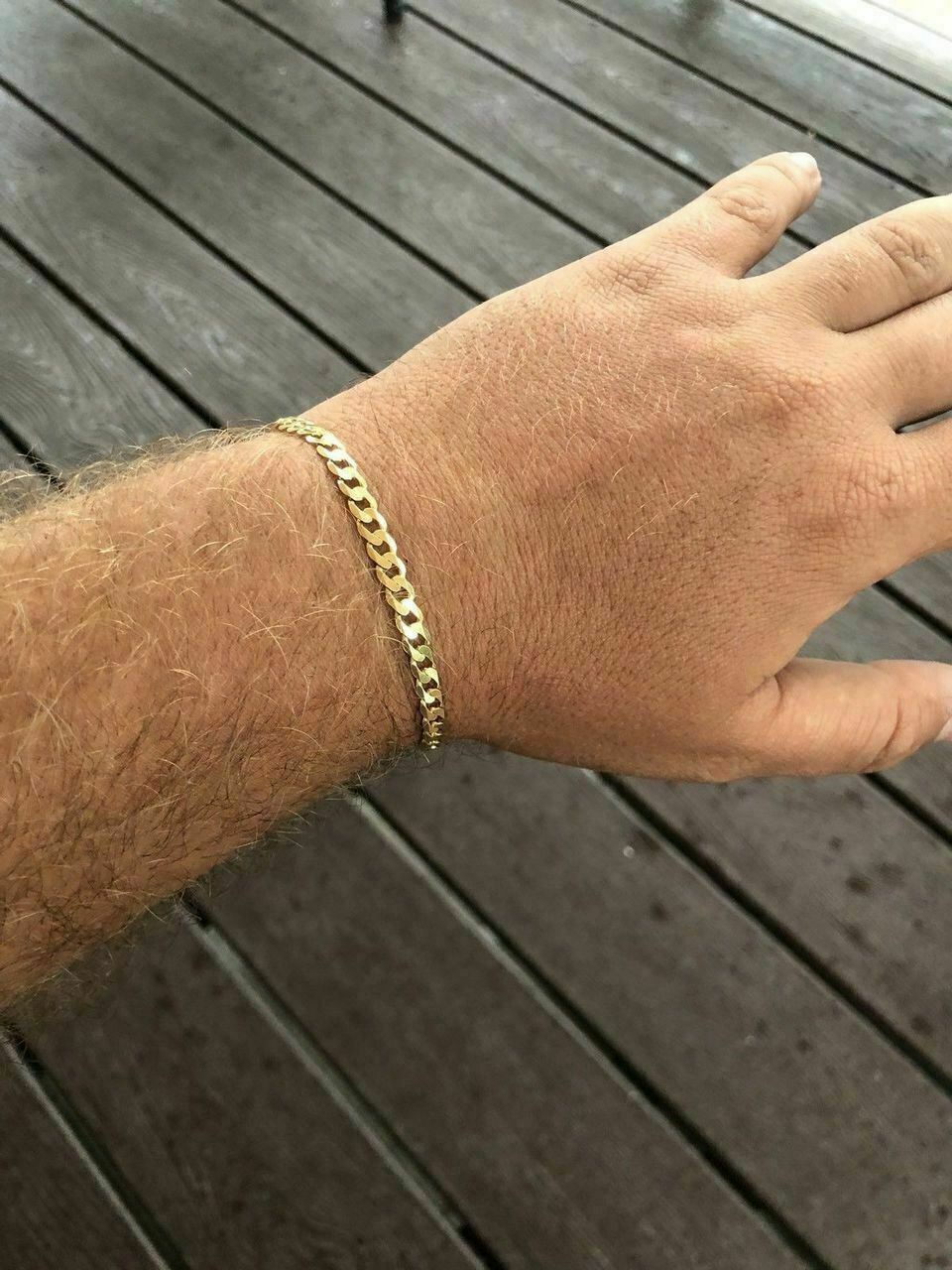 Men’s Miami Cuban Link Bracelet 14k Gold Plated Real Solid 925 Silver 5mm Italy