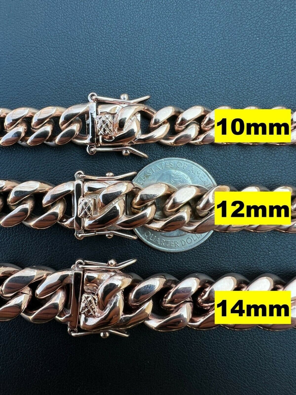 Miami Cuban Link Bracelet Rose Gold Plated Stainless Steel 4-18mm