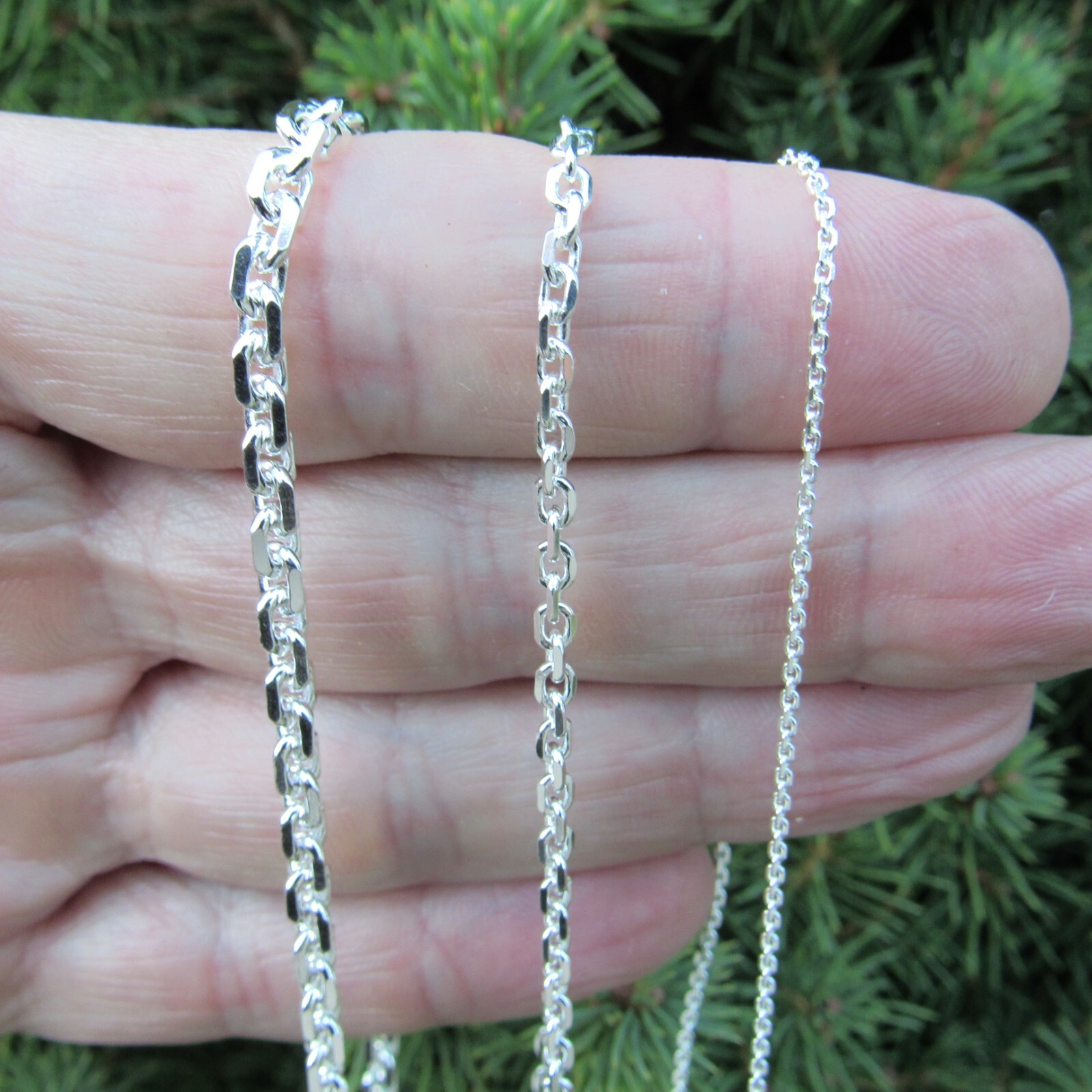 Solid 925 Sterling Silver Italian Men’s Anchor / Cable Link Chain, Made in Italy