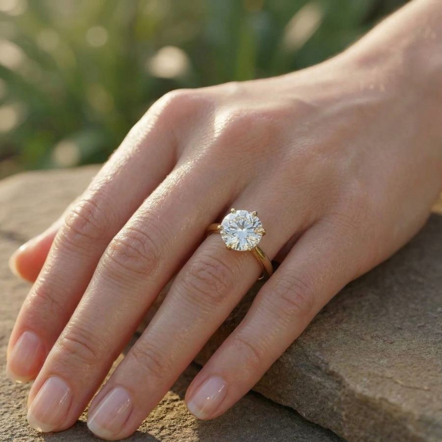2.00Ct Round-Cut VS1 Lab Grown Diamond Wedding Engagement Ring 14k Yellow Gold