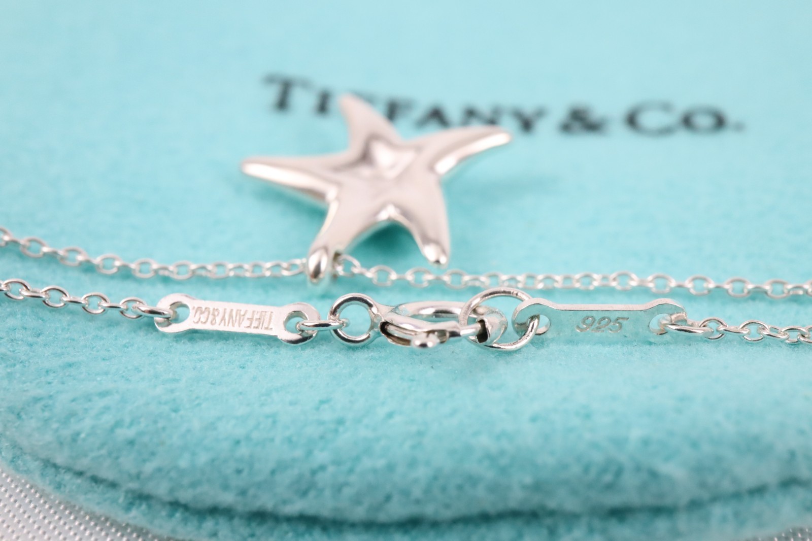 Tiffany & Co. Elsa Peretti Starfish Pendant Necklace 17.3″ Silver 925 w/ Pouch