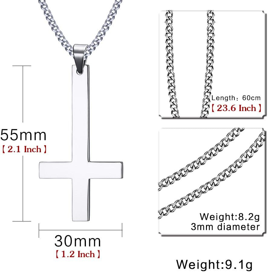 Jewelry Stainless Steel Upside Down Cross Necklace for Men,Inverted Pendant,Gold