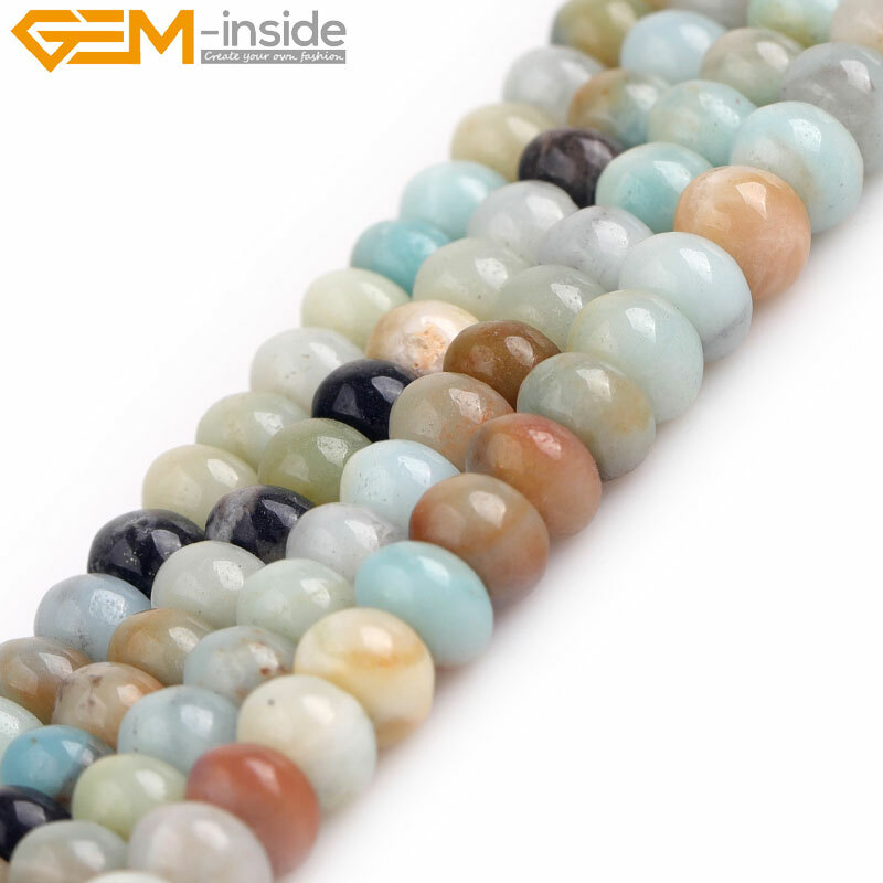 Natural Amazonite Rondelle Spacer Beads Gemstone Loose Beads Jewelry Making 15″