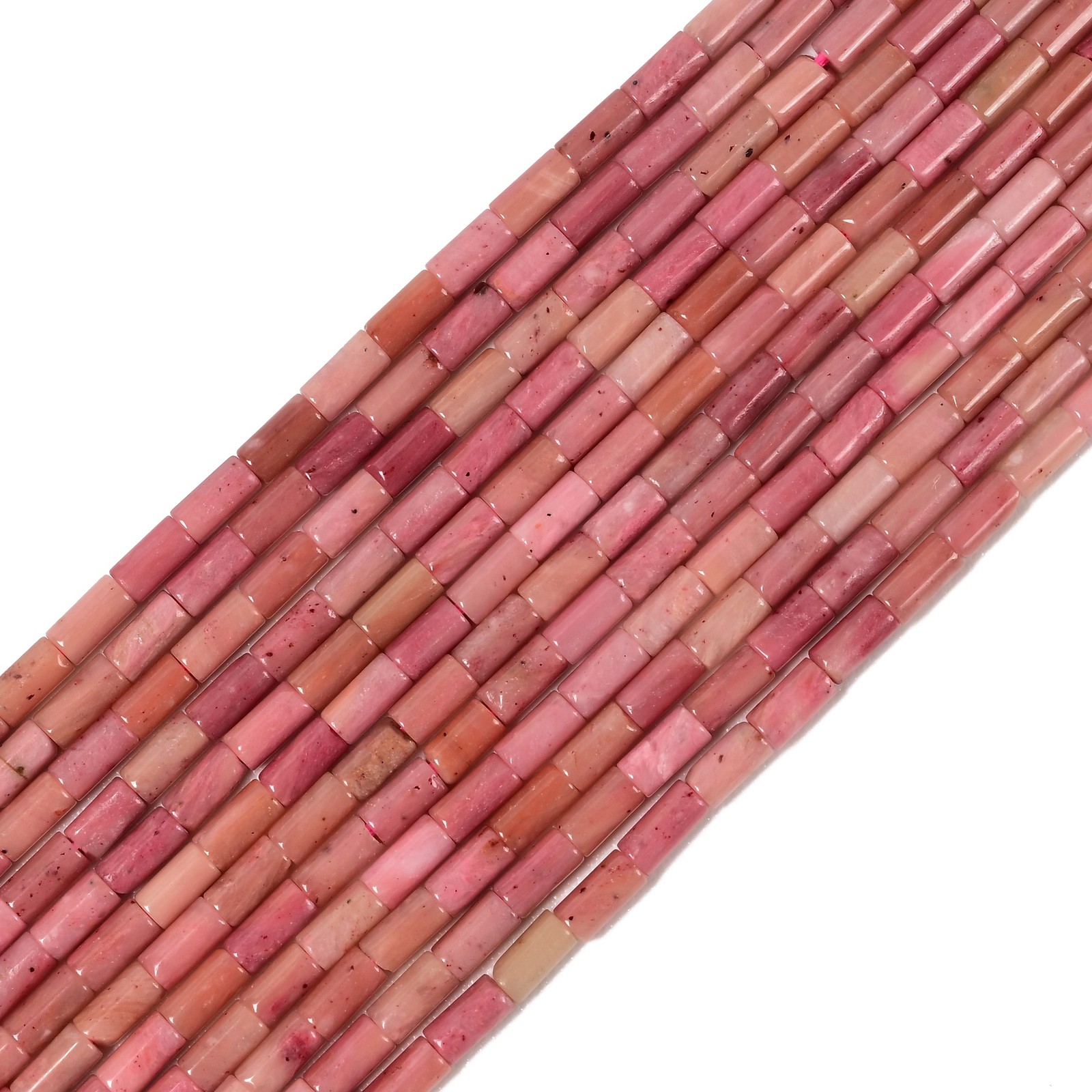 01 Mixed Gemstone Cylinder Tube Shape Beads Size 2x4mm 15” Strand