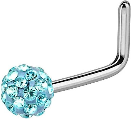 5Pcs L Shape Nose Studs 20G Surgical Steel 3mm Ferido Ball Nose Rings Piercing