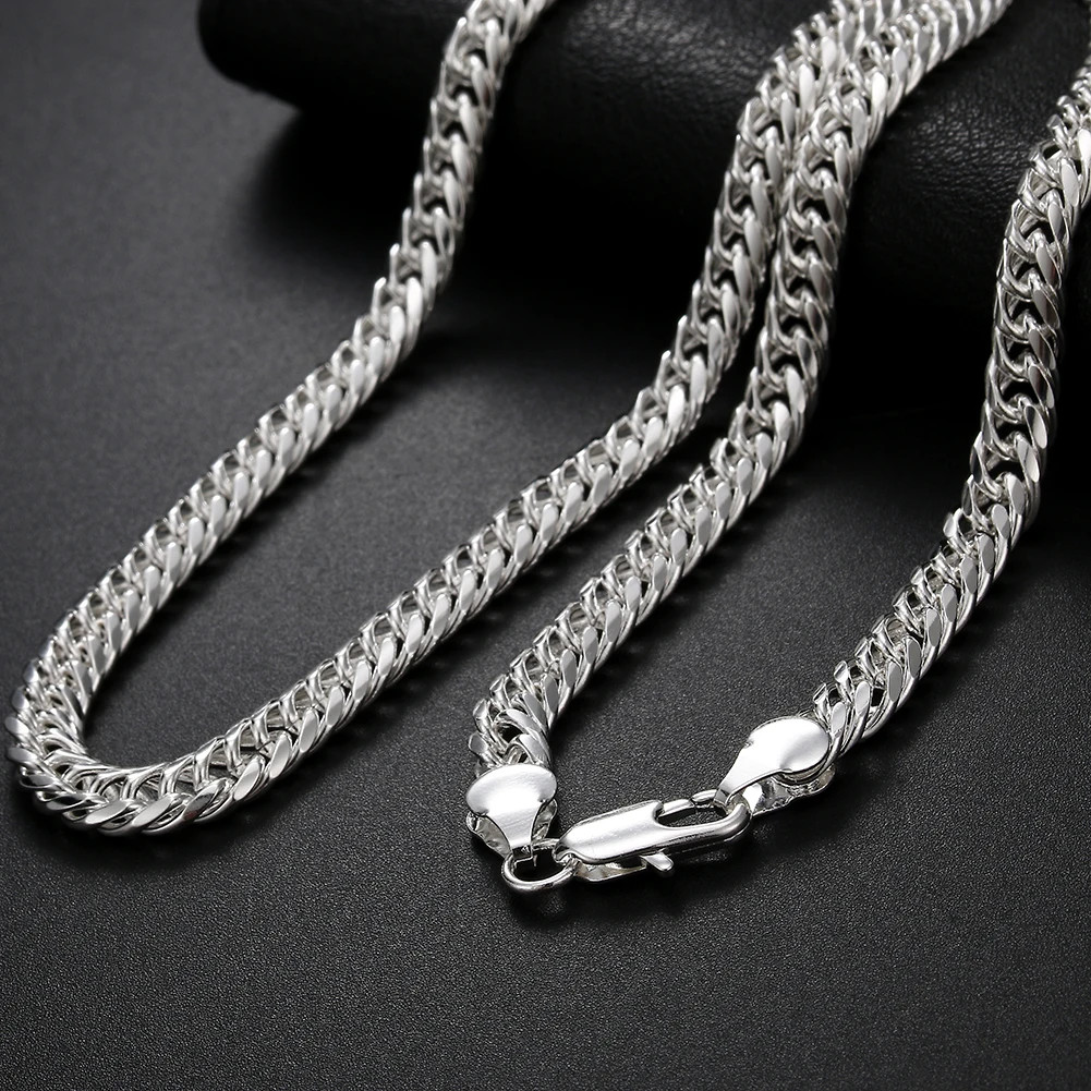 Width 6MM Chain 925 Sterling Silver Necklaces for Women Men Charm