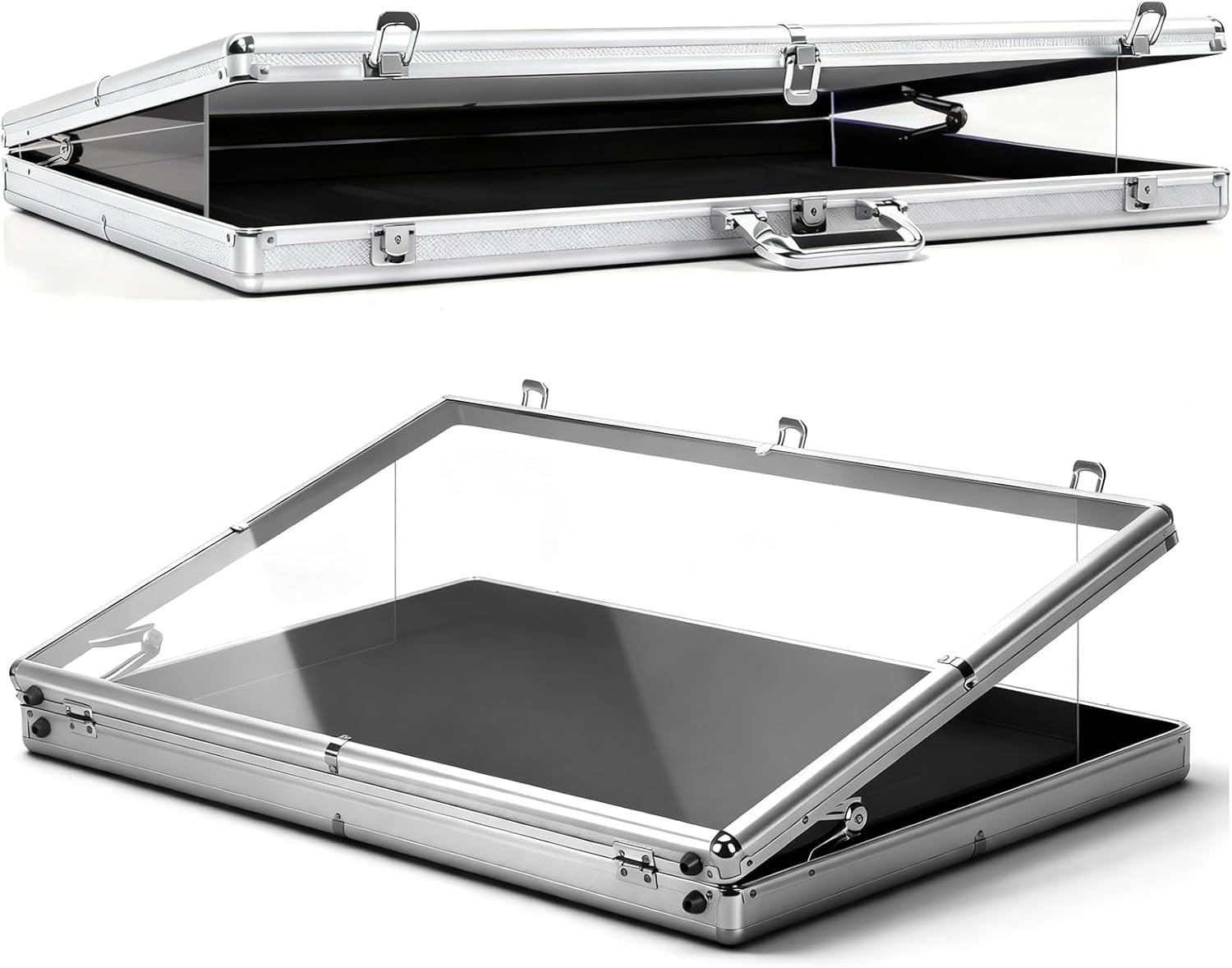 Aluminum Acrylic Clear Top Display Locking Travel Case Trading Coin/Card/Jewelry
