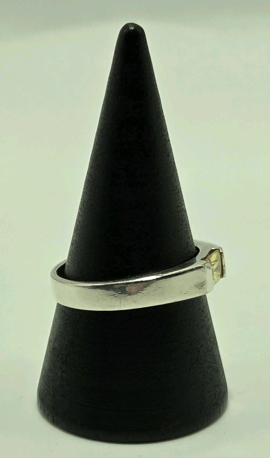 VTG Signed NF 925 Thailand Sterling Silver Light Yellow Stone Size 7.75