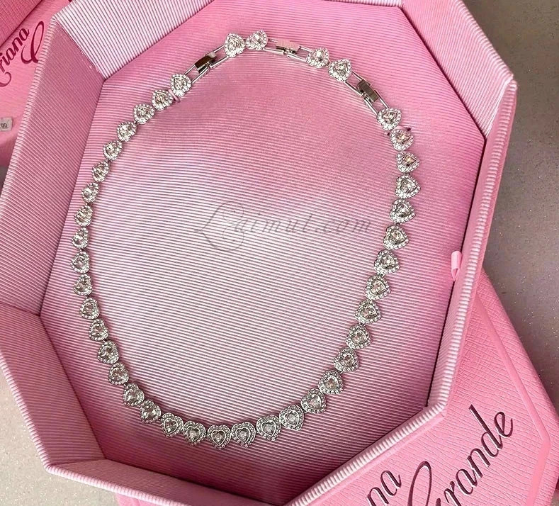 Swarovski Authentic Ariana Grande x Swarovski Tennis Necklace Heart White Crysta