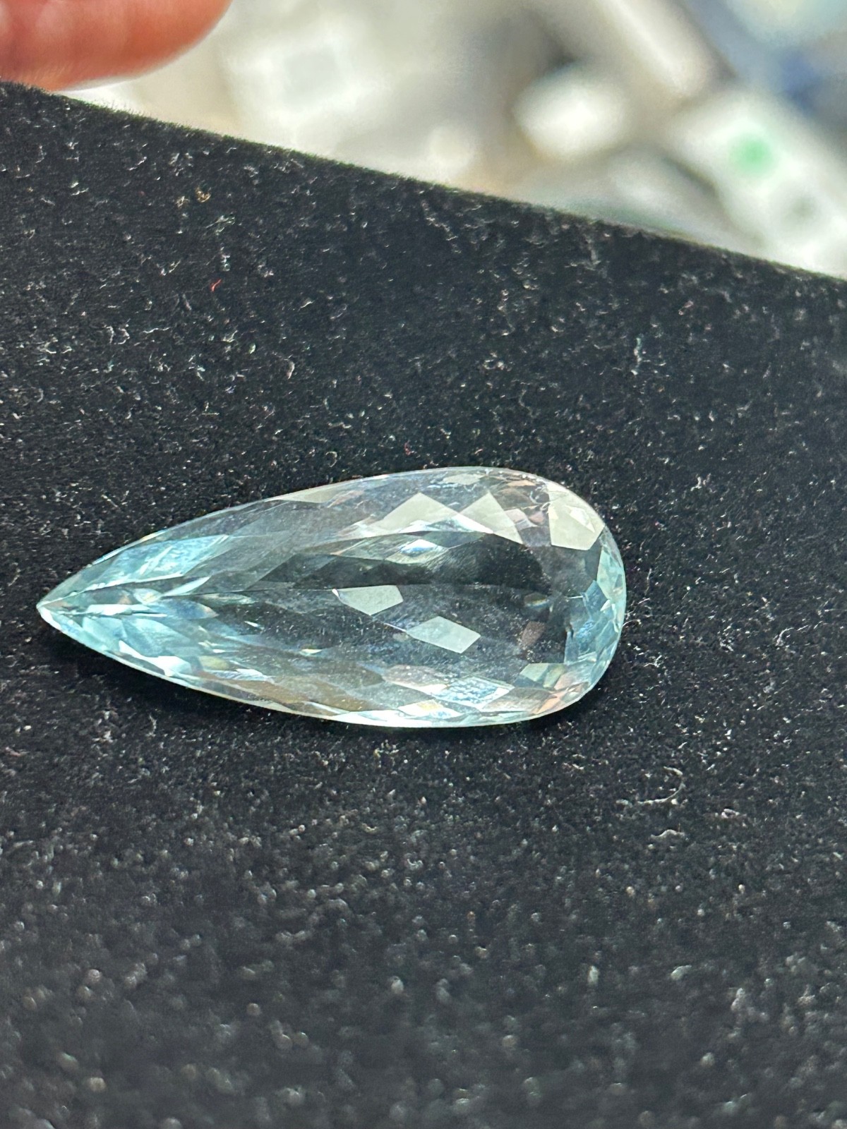 Very Light BLUE TOPAZ 23 CT Faceted Pear /Tear Drop Natural Gemstone 33 x 14 mm