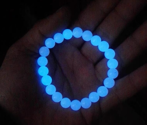 2pcs Luminous Stone Round Bead Bracelet Glow In The Dark Jewelry Party Gift