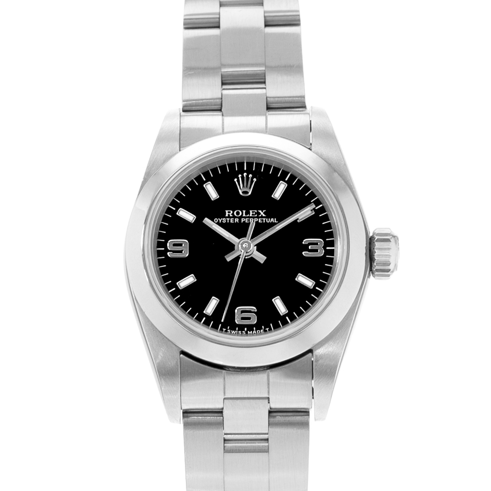 Rolex Oyster Perpetual 24 67180 Black Arabic Dial Steel Automatic Ladies Watch