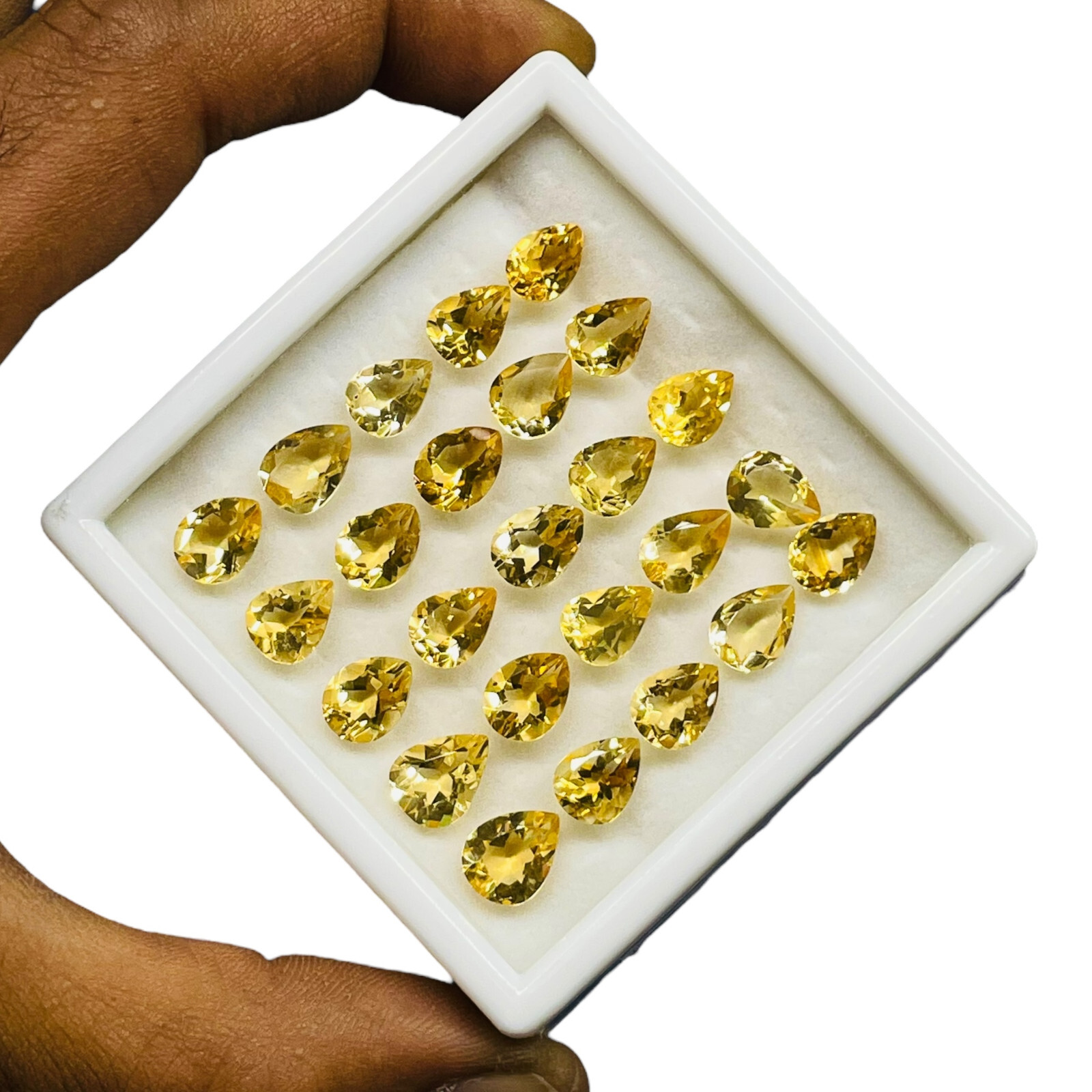 VVS 25 Pcs Natural Brazilian Citrine 9-10mm Pear Cut Loose Untreated Gemstones