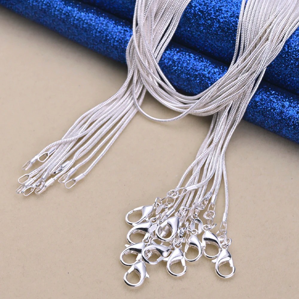 925 Sterling Silver 5pcs 16-30 Inch 1.2mm Snake Chain Necklace For Woman Man