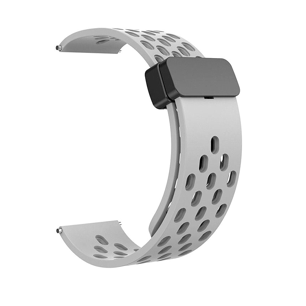 20/22mm Colorful Perforated Breathable Magnetic Silicone Rubber Watch Strap Band