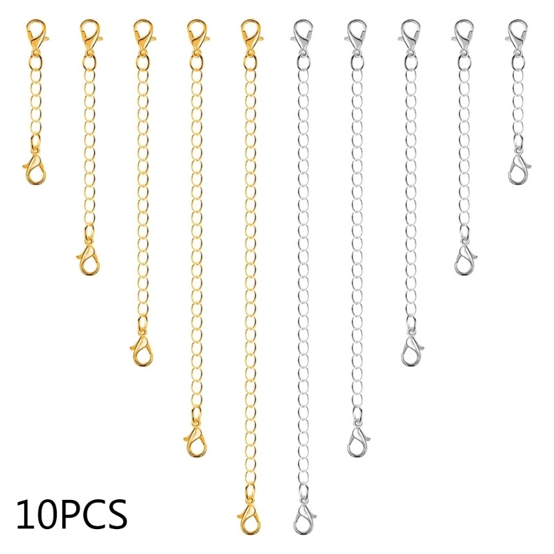 10Pcs/set Necklace Extender Gold Silver Chain Extenders Jewelry Delicate Choker