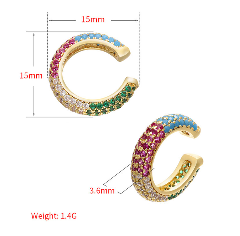 1Pc Women Girl Width Band Silver Gold Plated Micro Pave CZ Ear Cuff Earrings I72