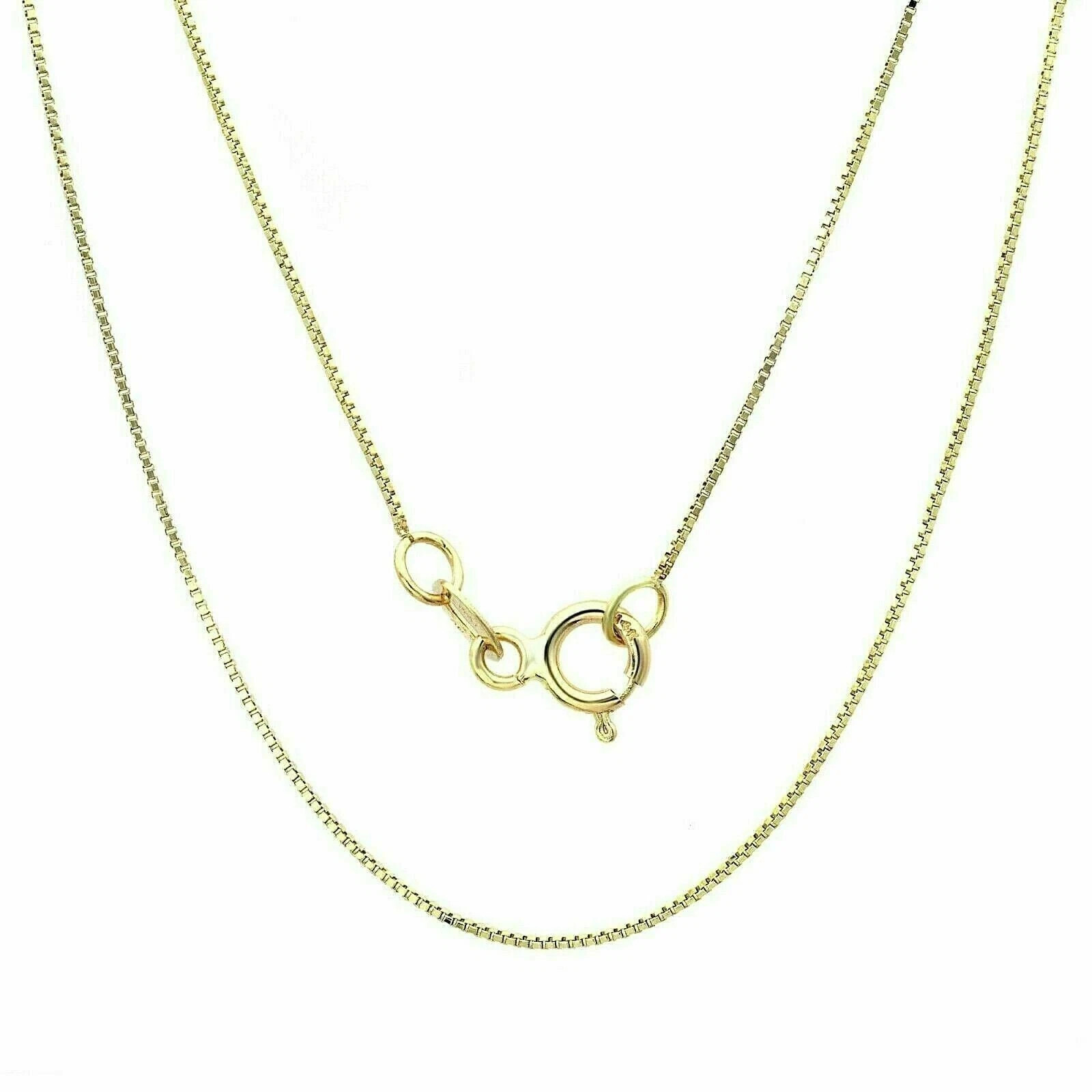 14K Solid Yellow Gold Box Necklace Real Gold Chain 16″ 18″ 20″ 22″ 24″ 30″ Italy