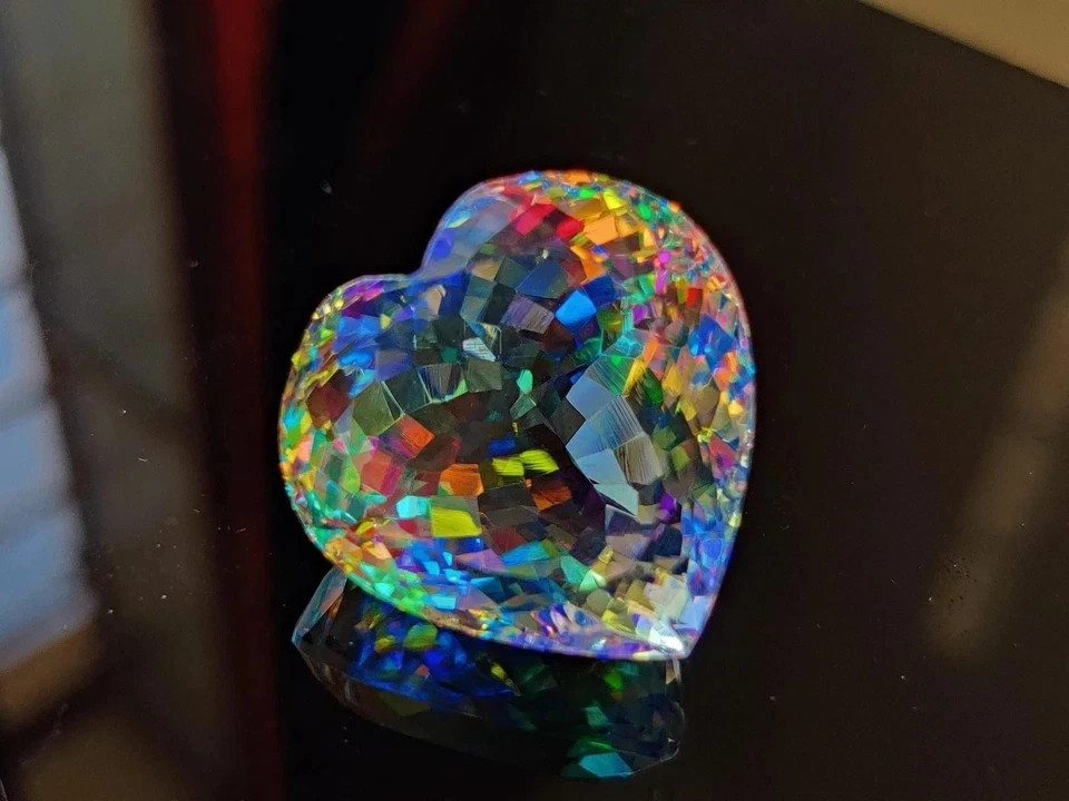 100 Ct Rainbow Mystic Topaz Heart Cut Faceted Loose Gemstone Certified
