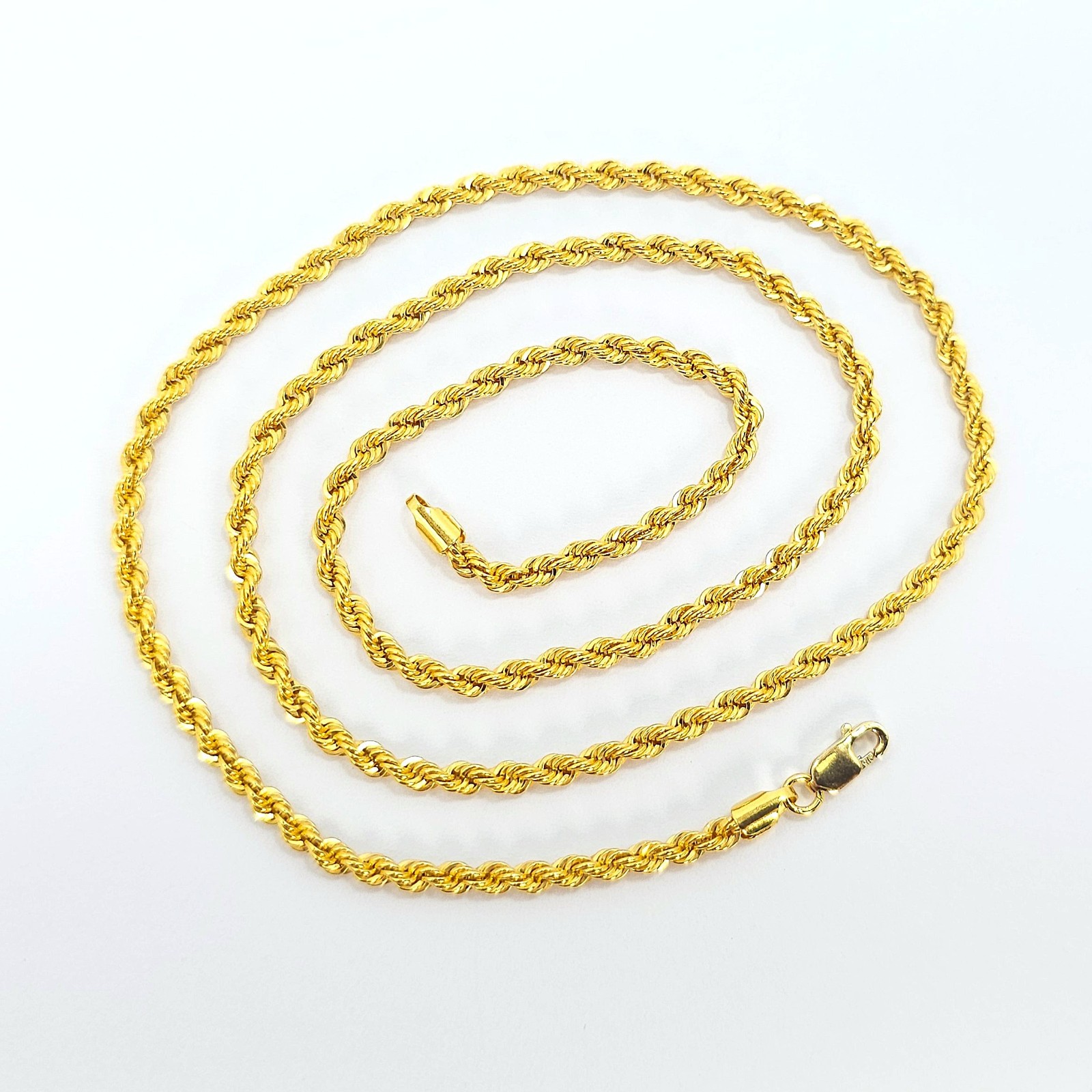 22K Gold Rope Chain Necklace 20 in 2.7 mm Hollow Genuine Hallmarked 916