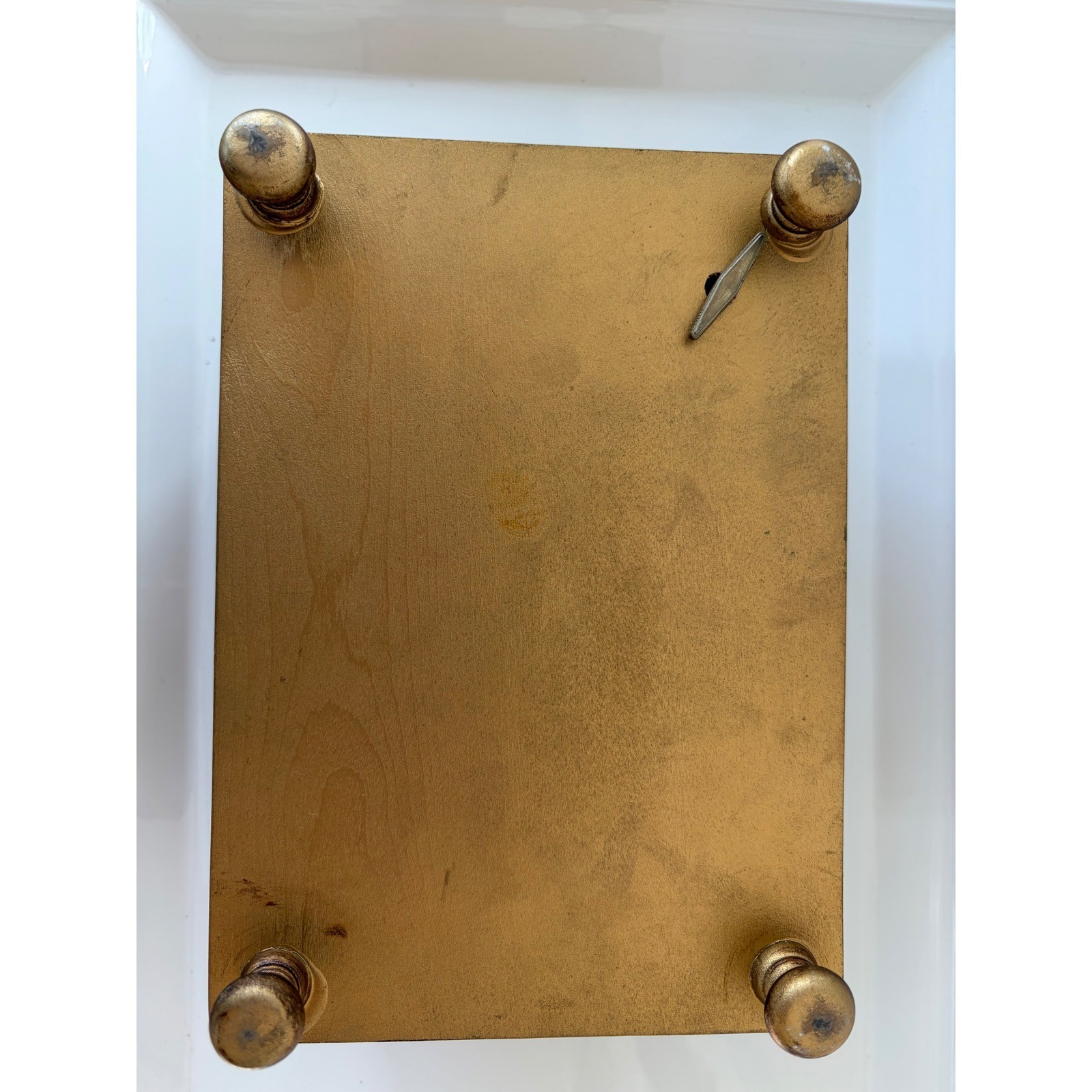 Vintage Florentine Wooden Jewelry Box Gold Gilt Red Velvet Mirror Distressed