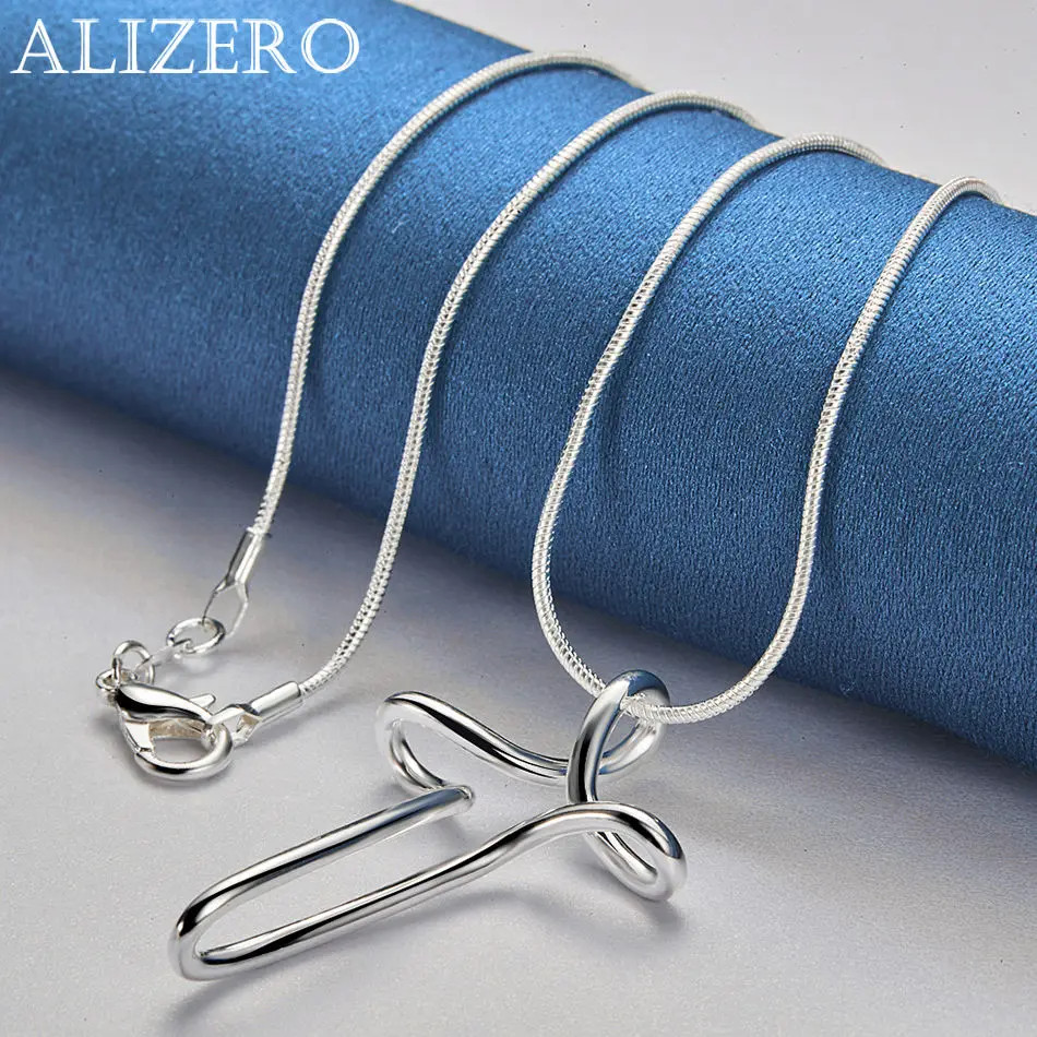 ALIZERO 925 Sterling Silver Necklace 16-30 inch Chain Twisted Cross Pendant