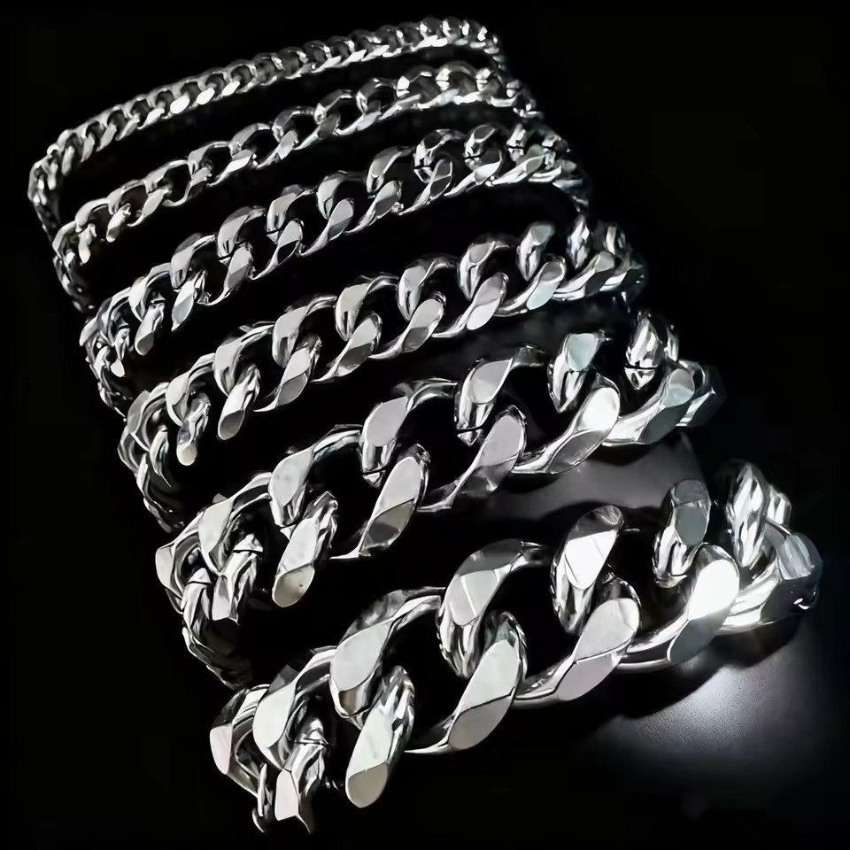 Men’s-Stainless Steel-Cuban Bracelets- 13mm-Sz Adjust. 7 in to 9 in