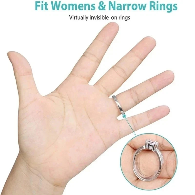 12PCS Clear Ring Size Adjuster Invisible Ring Sizer Guard for Loose Rings