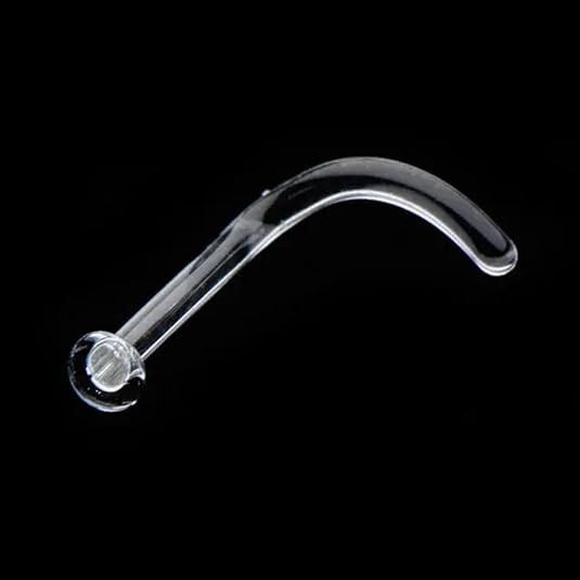 18G 16G Pyrex Glass Nose Retainer Screw Stud Ring L Shape Body Jewelry Piercings