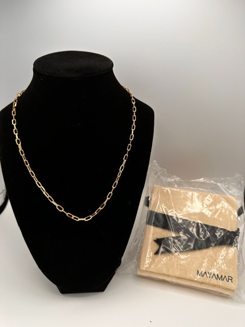 MAYAMAR 24kt gold plated paperclip necklace 16 inches in length