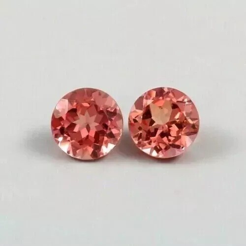 Natural Padparadscha Sapphire 8×8 mm Pair of Round Cut Gemstone Loose Certified